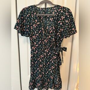 Green with flowers sun dress